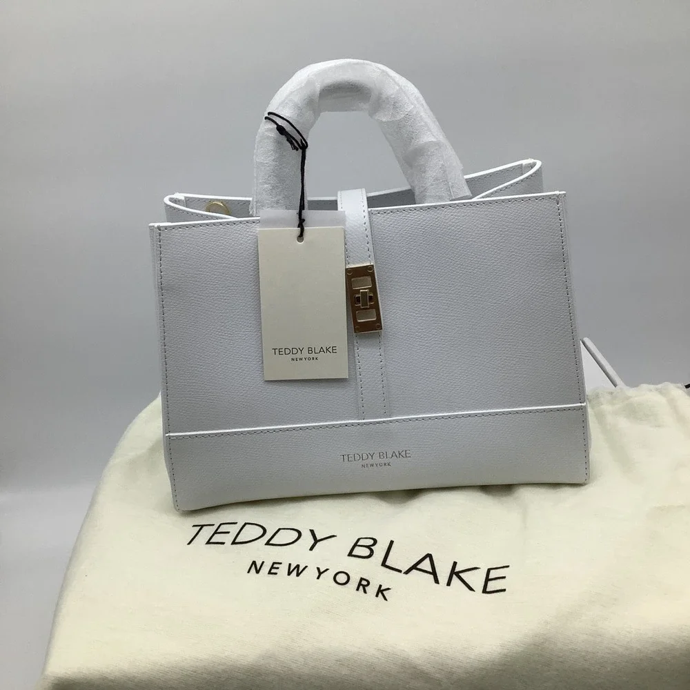 Teddy Blake‎ Lola Bianco White Pebbled Leather Handbag Made in Italy NWT